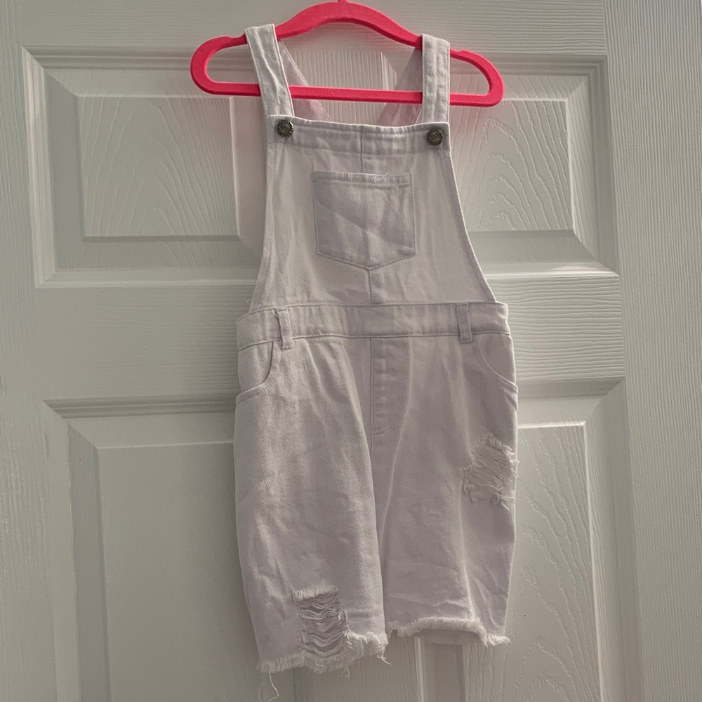 Chic White Kids Denim Overalls